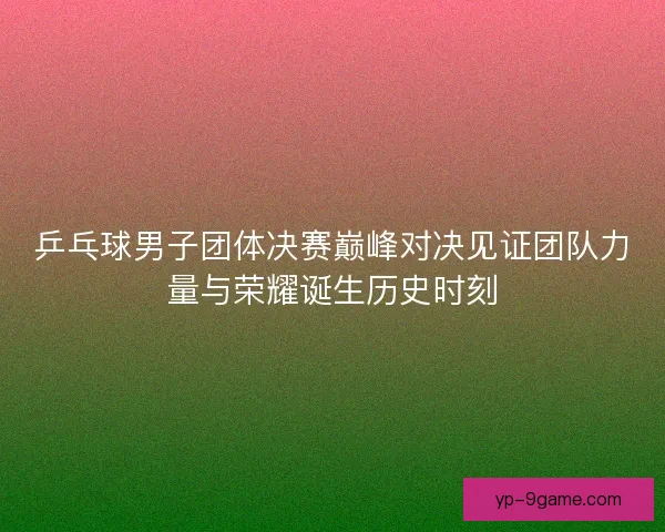 乒乓球男子团体决赛巅峰对决见证团队力量与荣耀诞生历史时刻